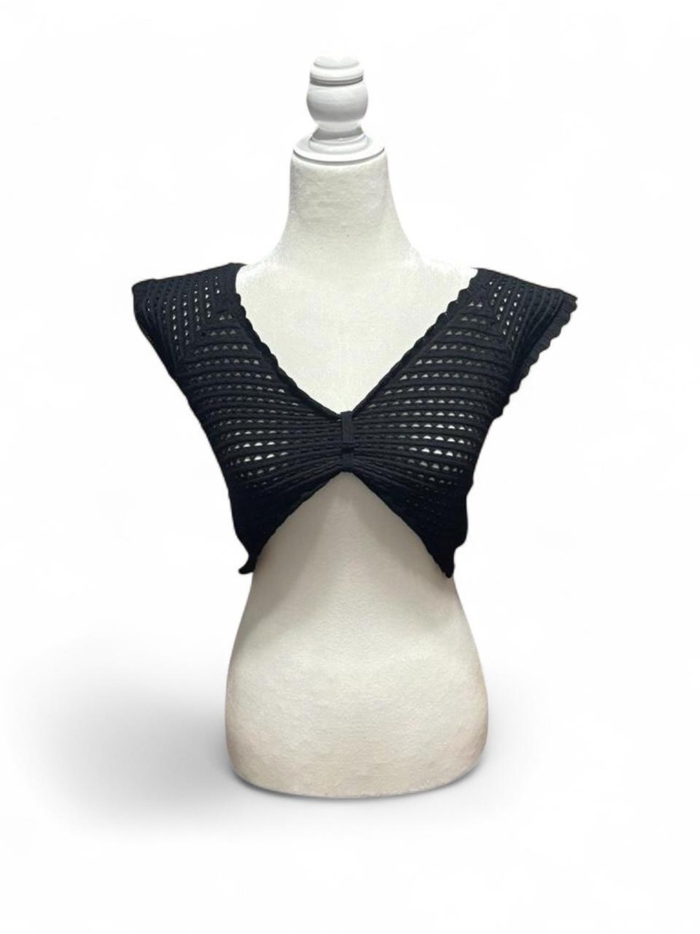 Garage Black Cropped Knit Shell Top